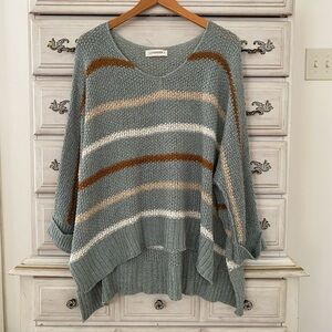 Vici Striped Sweater in Blue, Brown, and Cream